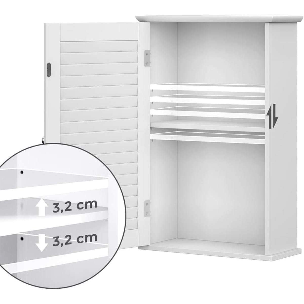 Nancy's Maia Badkamerkast - Wandkast - Opbergkastje - Wit - ± 40 x 15 x 60 cm