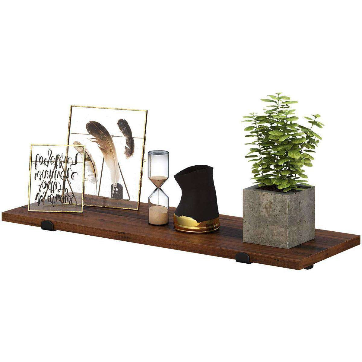Nancy's Wunayo Wandplanken Set van 2 - Zwevend - Boekenplank - Vintage Bruin / Zwart - ± 60 x 20 x 1,5 cm