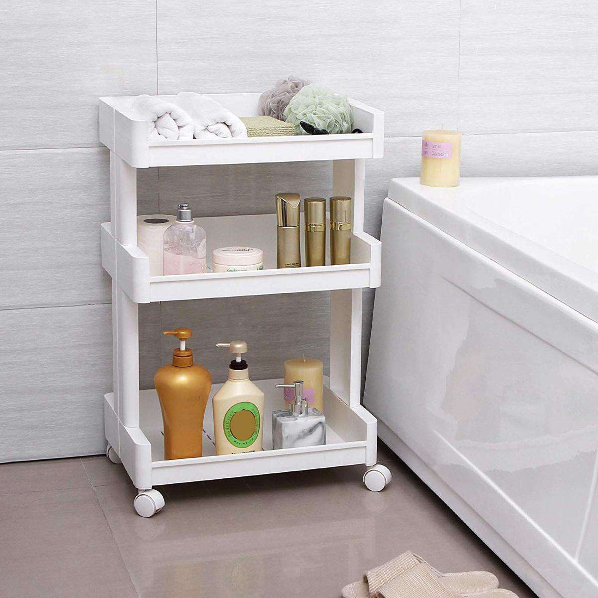 Nancy's Feijo Trolley - Keukentrolley - Trolley op wieltjes - Wit - Kunststof - ± 45 x 30 x 70 cm