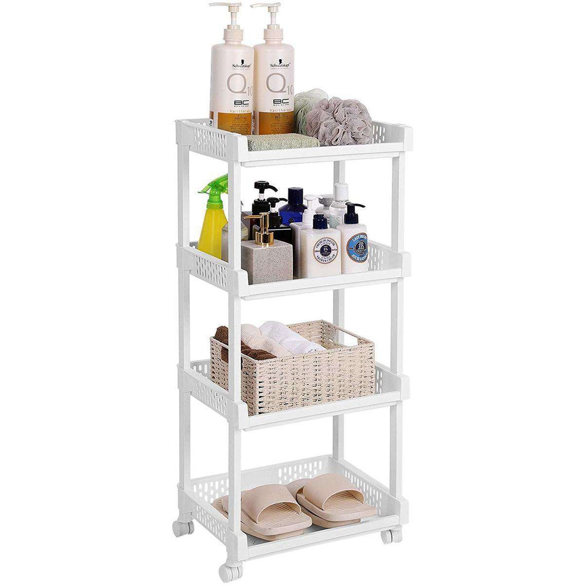 Nancy's Keukentrolley - Keuken Wagen - Trolley Op Wieltjes - Keukentrolleys -Wit - 36.5 x 28 x 86 cm (B x D x H)