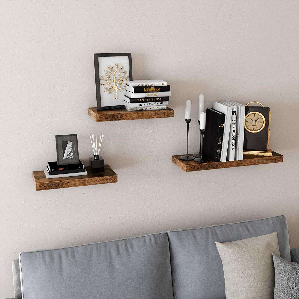 Nancy's Wino Wandplank - Zwevende Wandplank- Bruin - MDF - ± 40 x 20 x 4 cm