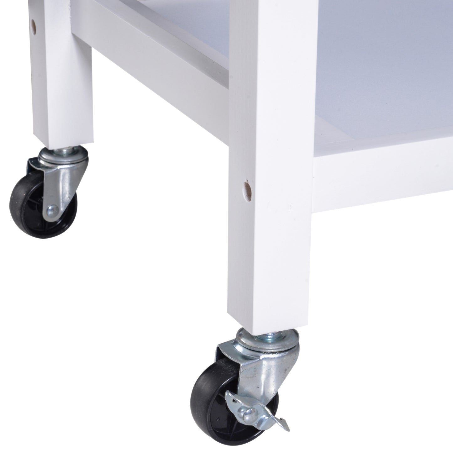 Nancy's Zanesville Keukentrolley - Serveerwagen - 2 Lades - Op Wieltjes - 4 Opbergvakken - 88.5 x 40 x 86 cm - Wit - Bruin