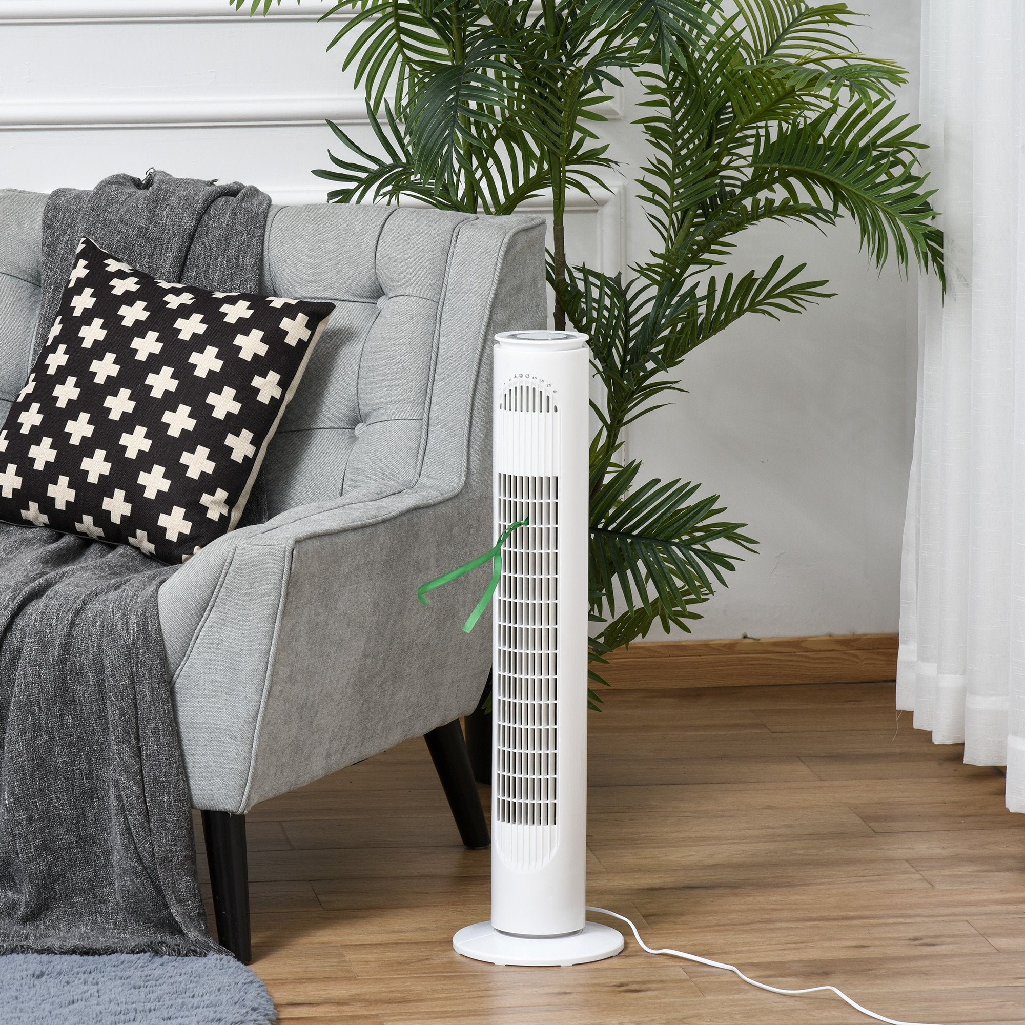 Nancy's Kaneohe torenventilator - Staande Ventilator - Afstandsbediening - ABS-Kunststof - Wit - 22 x 77 cm