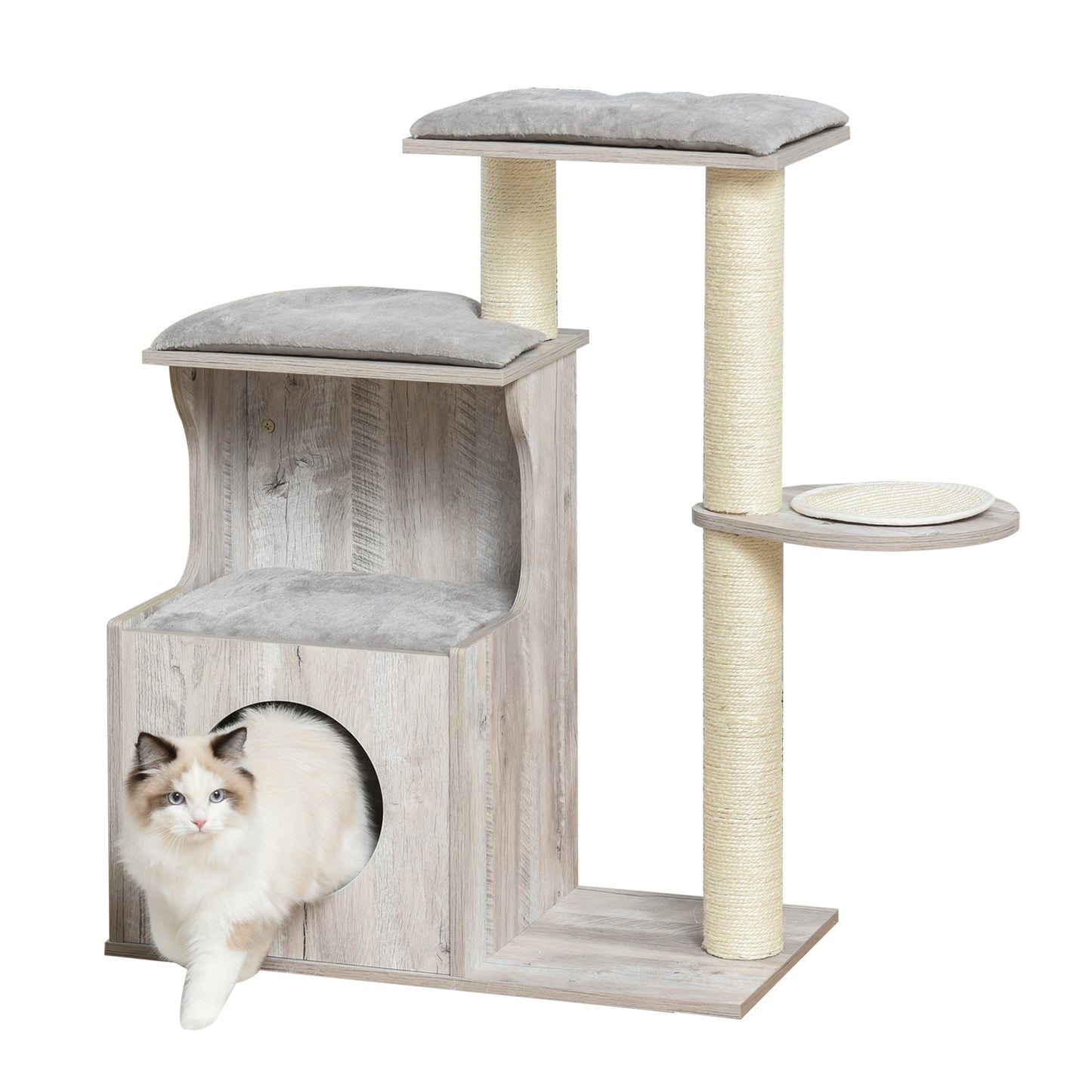 Nancy's Glenwood Springs Krabpaal - Klimboom - Kattengrot - MDF - Grijs - 66 x 38 x 88 cm