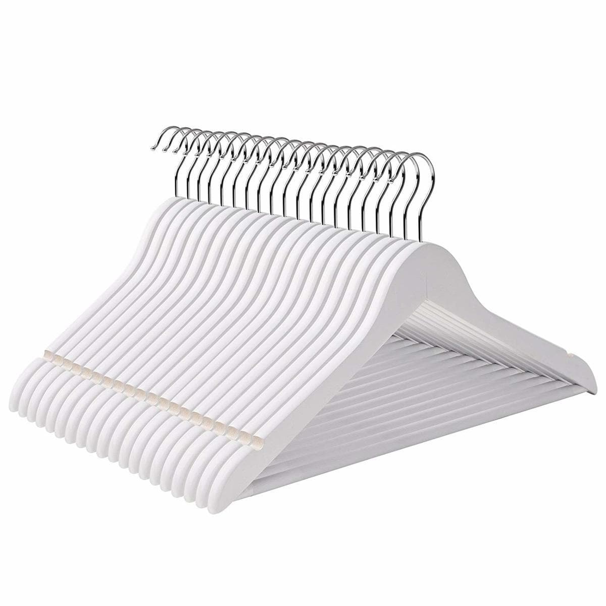 Nancy's Kledinghanger Set van 50 - Houten Kleerhangers met Broeklat - Kledinghangers