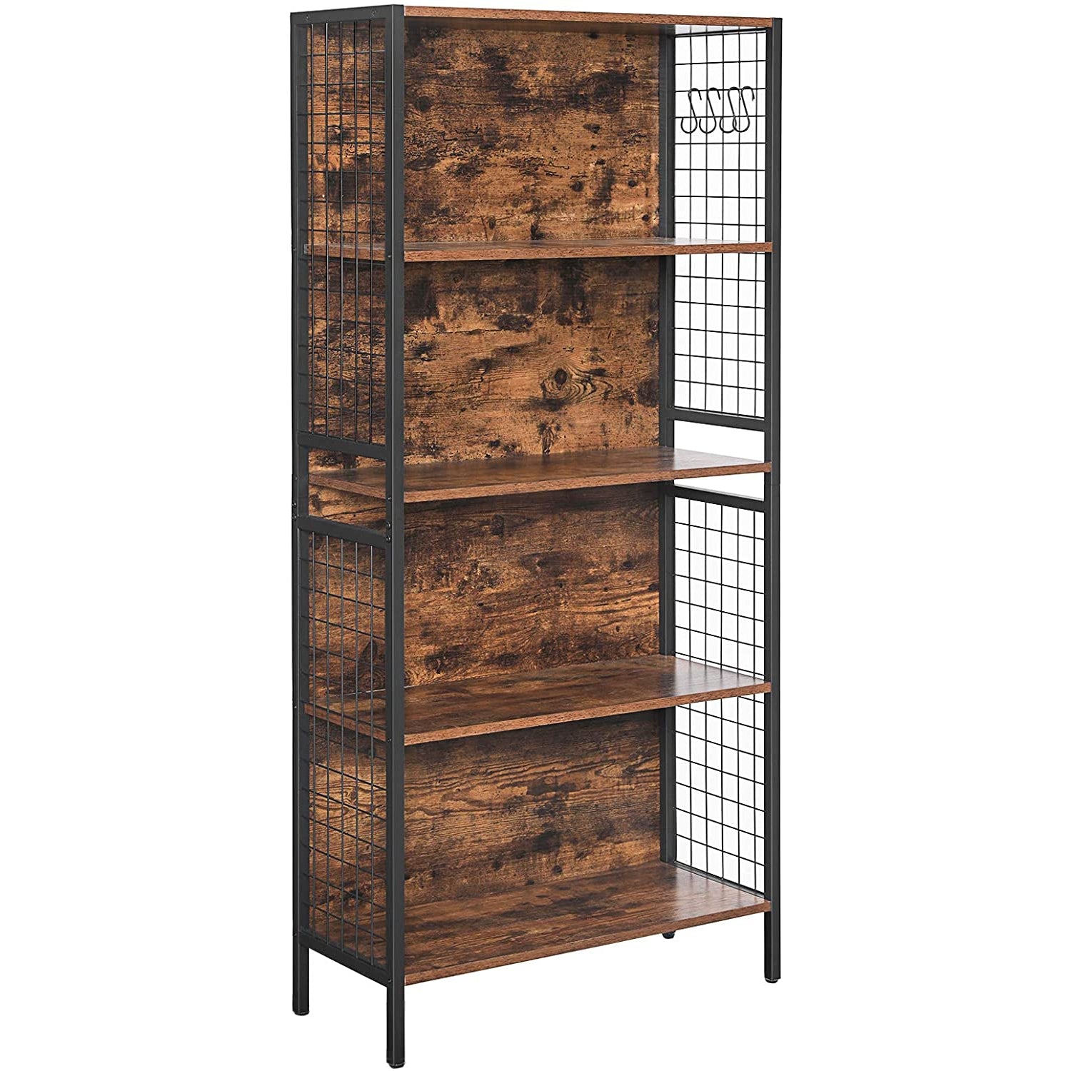 Nancy's Oxford Bookcase - Wall Cabinet - Storage Cabinet - Vintage Brown / Black - ± 75 x 30 x 155 cm