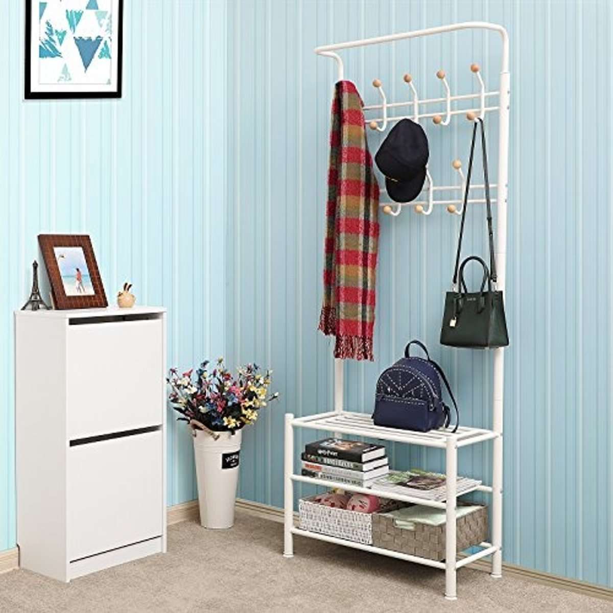 Nancy's Northbrook Garderoberek Met Kapstok - Garderoberek Met Schoenenrek 187 x 68,8 x 35,2 cm - Halkast