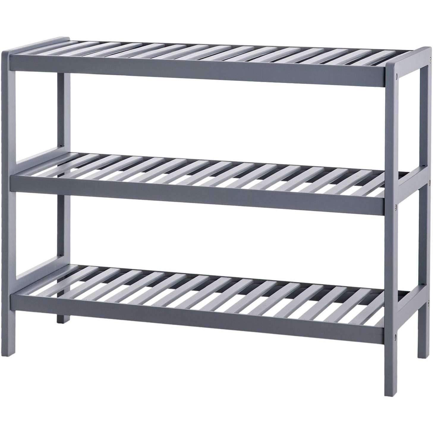 Nancy's Schoenenrek Met 3 Niveaus - Voor 9 Paar Schoenen – Badkamerplank – Opbergrek – Bamboe Grijs