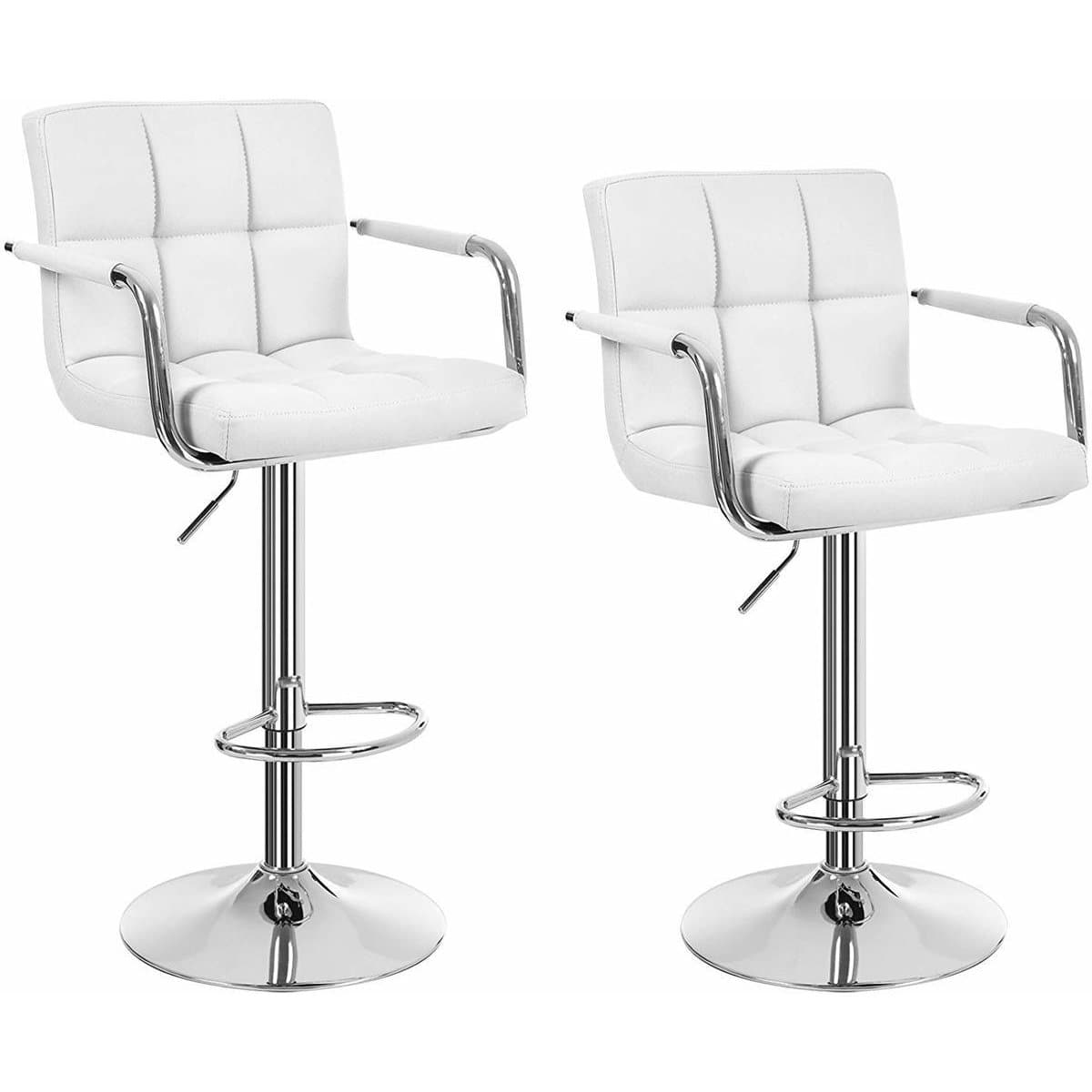 Ensemble de 2 tabourets de bar Pittman de Nancy - Blanc - Simili cuir - Tabouret de bar - Hauteur réglable