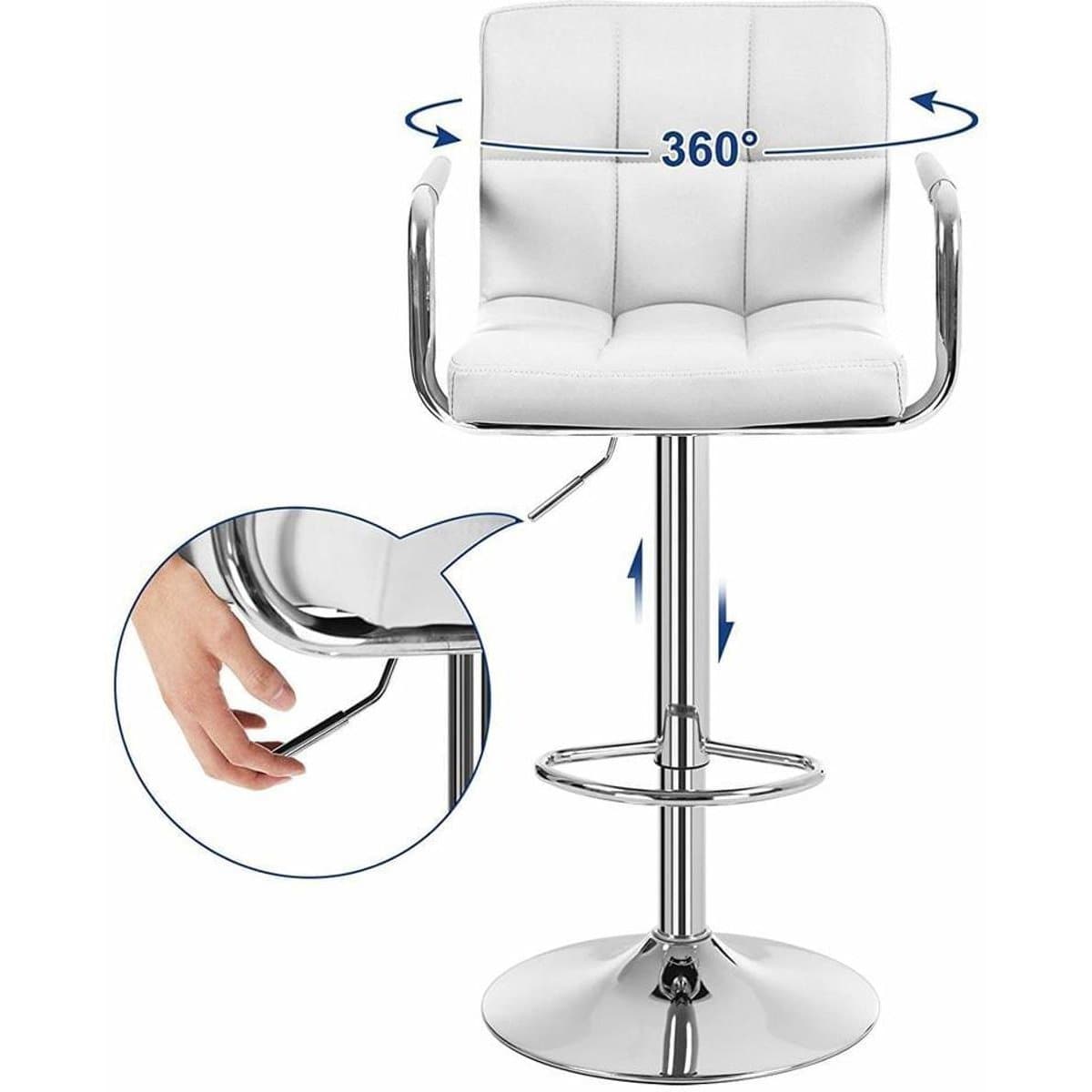 Nancy's Barkrukken Set Van 2 Wit Imitatieleer - Barkruk 200KG Belastbaar - Nancy HomeStore