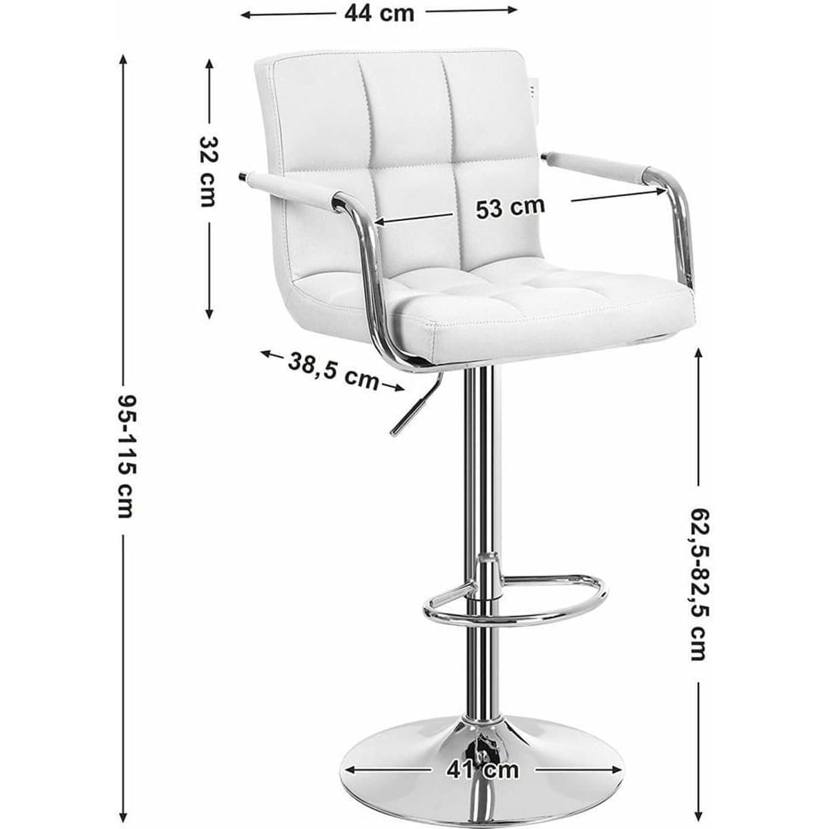 Nancy's Barkrukken Set Van 2 Wit Imitatieleer - Barkruk 200KG Belastbaar - Nancy HomeStore