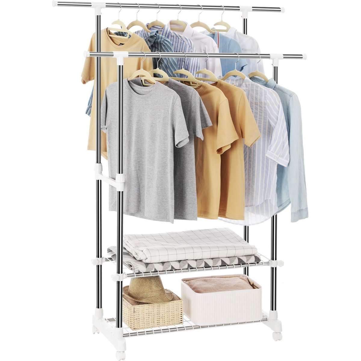 Nancy's Kledingrek Op Wieltjes - Kleding Rek - Kledingrekken