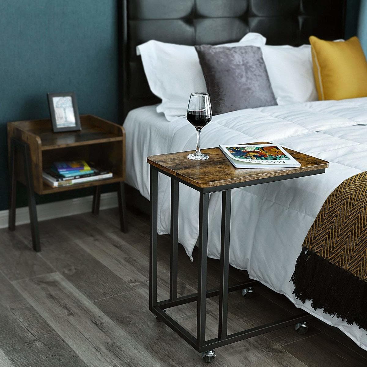 Table d'appoint sur roulettes Nancy's Norfolk - Industriel - Marron / Noir - Acier - 50 x 35 x 55 cm