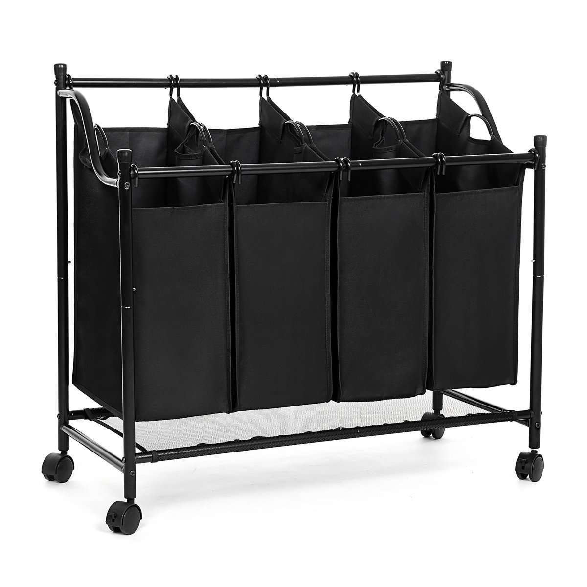 Trieur à linge Nancy's Carnaxide - Panier à linge - Boîte à linge - Noir - 4 x 35 Litres