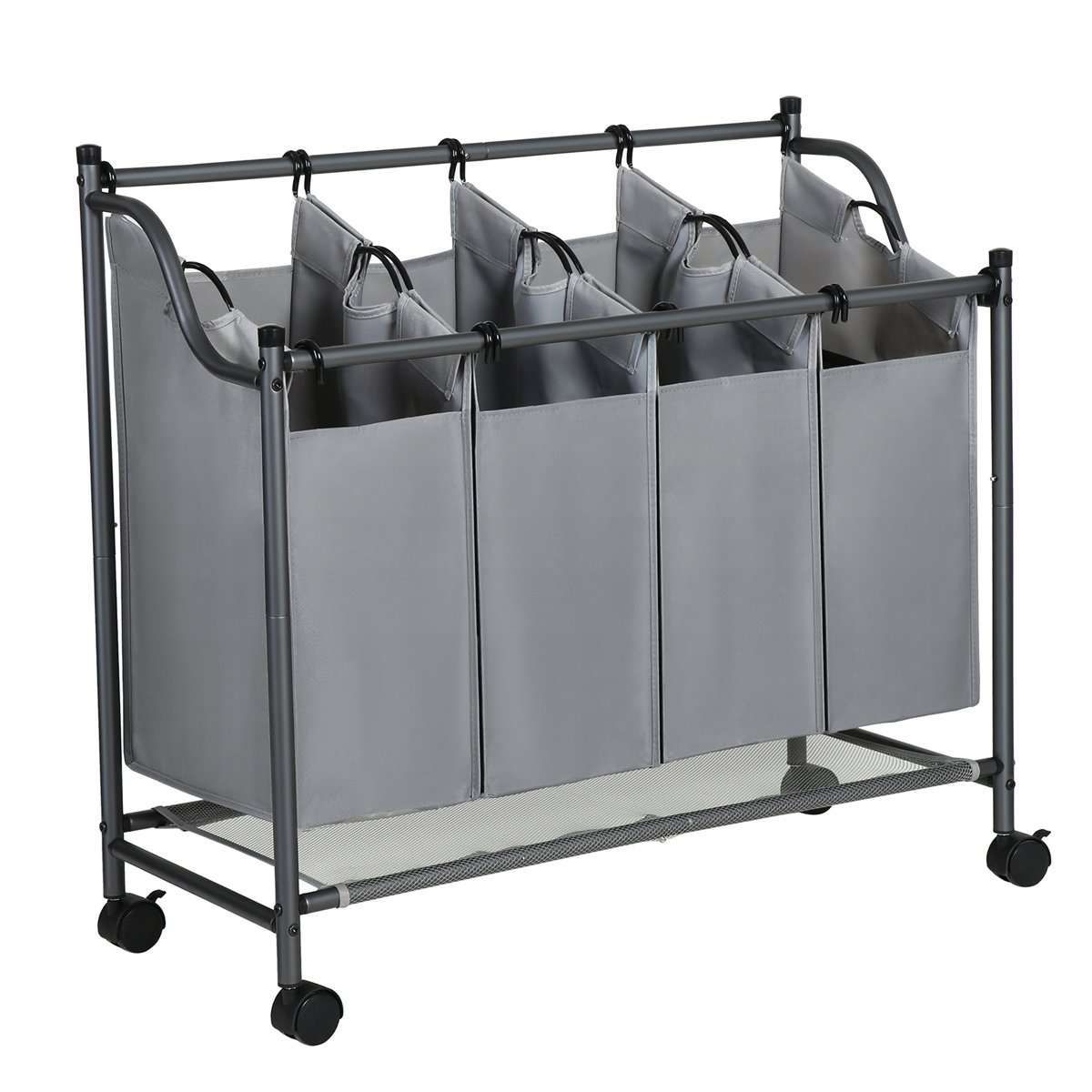 Trieur à linge Nancy's Barcarena - Panier à linge - Boîte à linge - Gris - 4 x 35 Litres