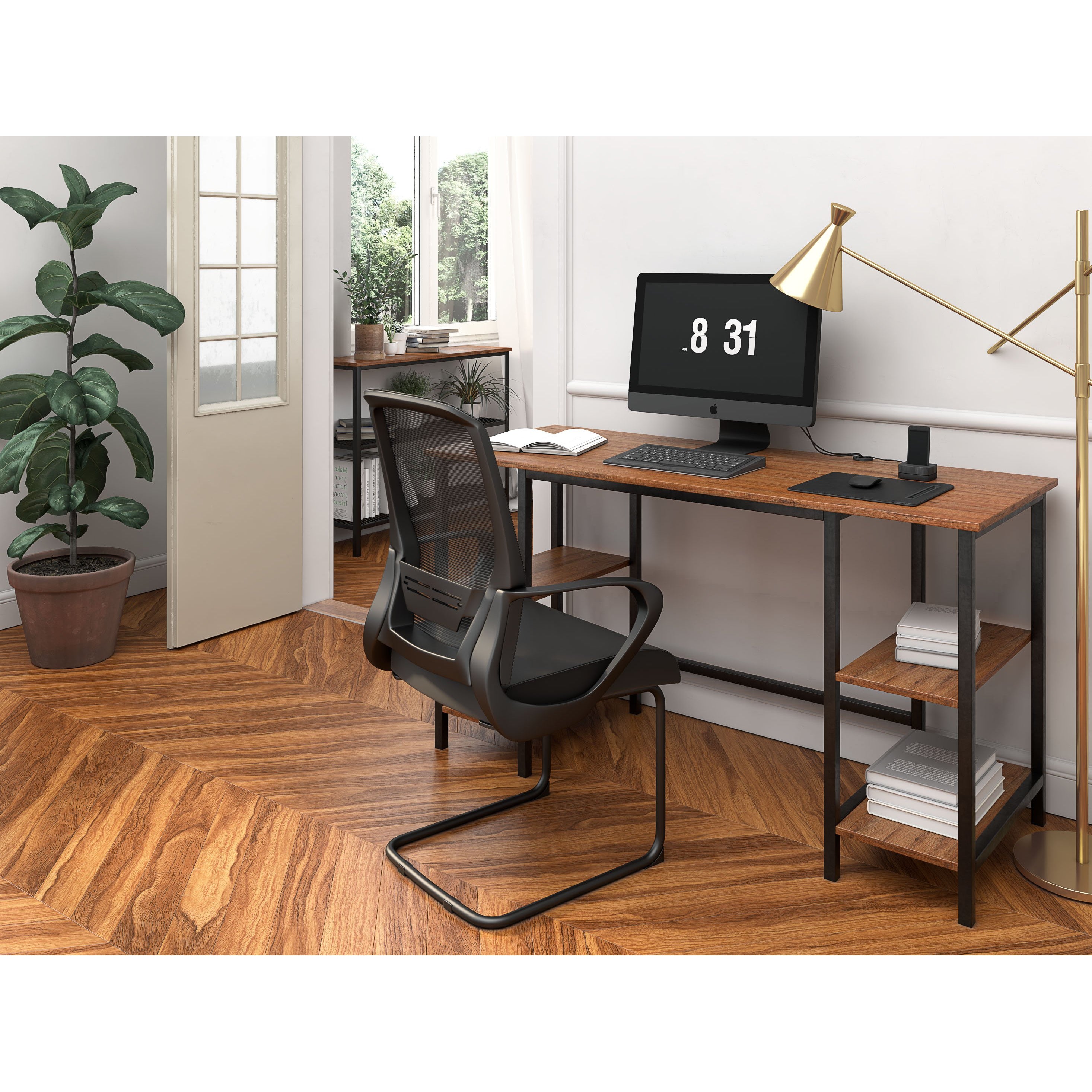 Chaise de bureau Nancy's Wallingford - Fauteuil de direction - Chaise en porte-à-faux - Accoudoirs - Support lombaire - Dossier inclinable - Noir - Maille - 60 x 59 x 98-108 cm