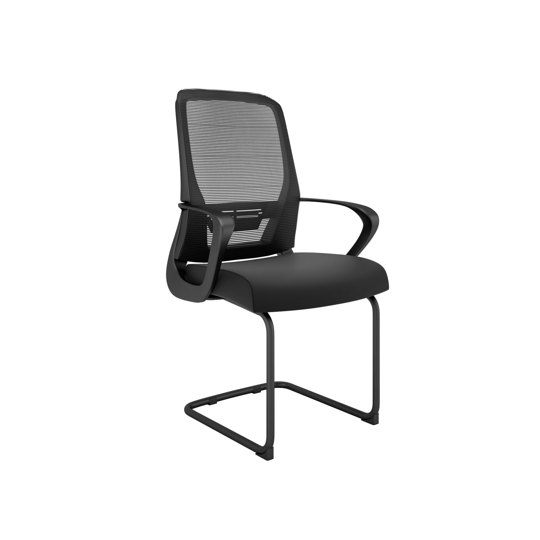 Chaise de bureau Nancy's Wallingford - Fauteuil de direction - Chaise en porte-à-faux - Accoudoirs - Support lombaire - Dossier inclinable - Noir - Maille - 60 x 59 x 98-108 cm