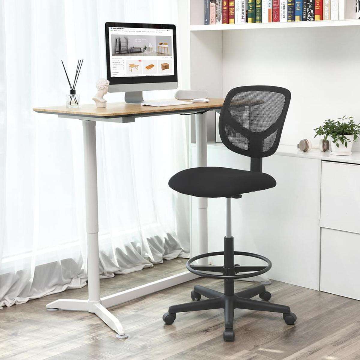 Nancy's Port Morris Office Chair with Adjustable Foot Ring - Adjustable Work Stool - Ergonomic - Black