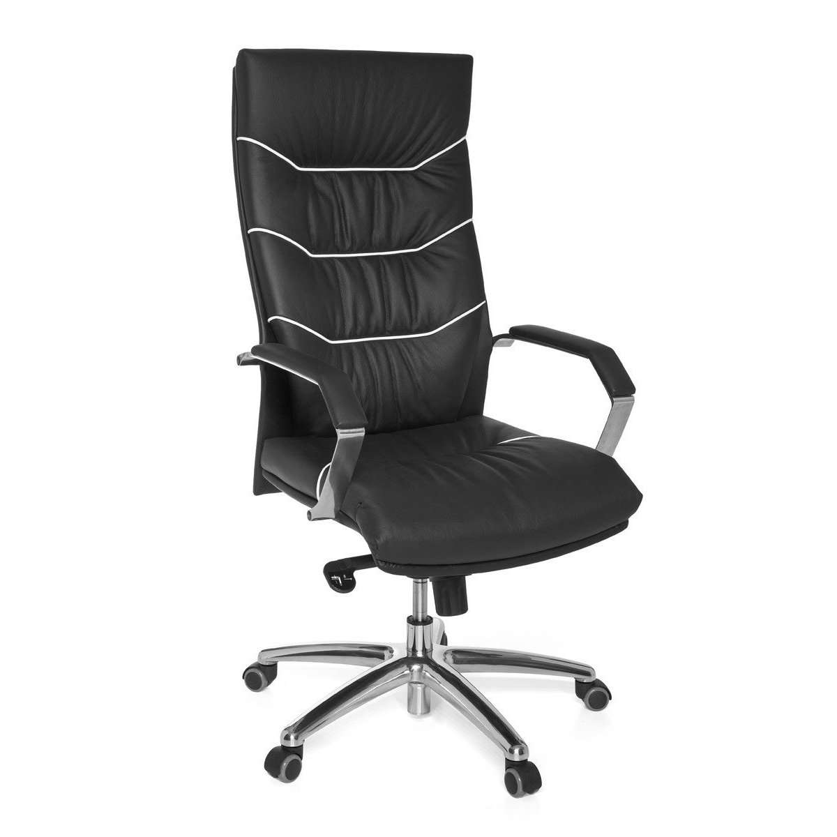 Nancy's Olinville Bureaustoel - Directiestoel - Ergonomisch - Draaibaar - Zwart - Leer