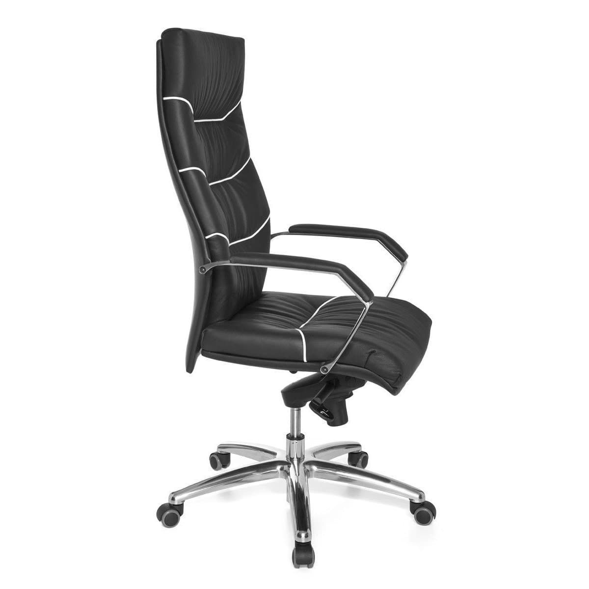 Nancy's Olinville Bureaustoel - Directiestoel - Ergonomisch - Draaibaar - Zwart - Leer