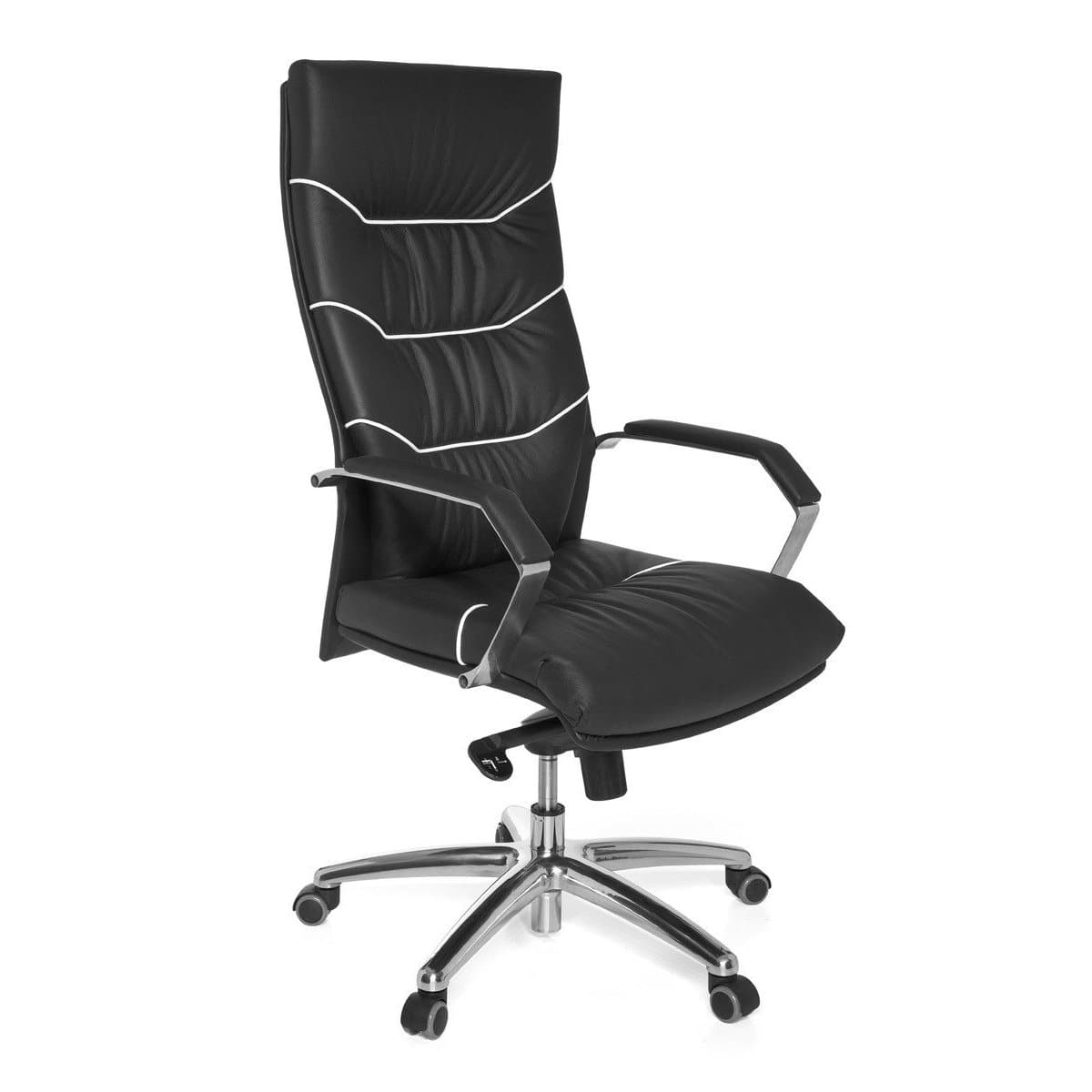 Nancy's Olinville Bureaustoel - Directiestoel - Ergonomisch - Draaibaar - Zwart - Leer