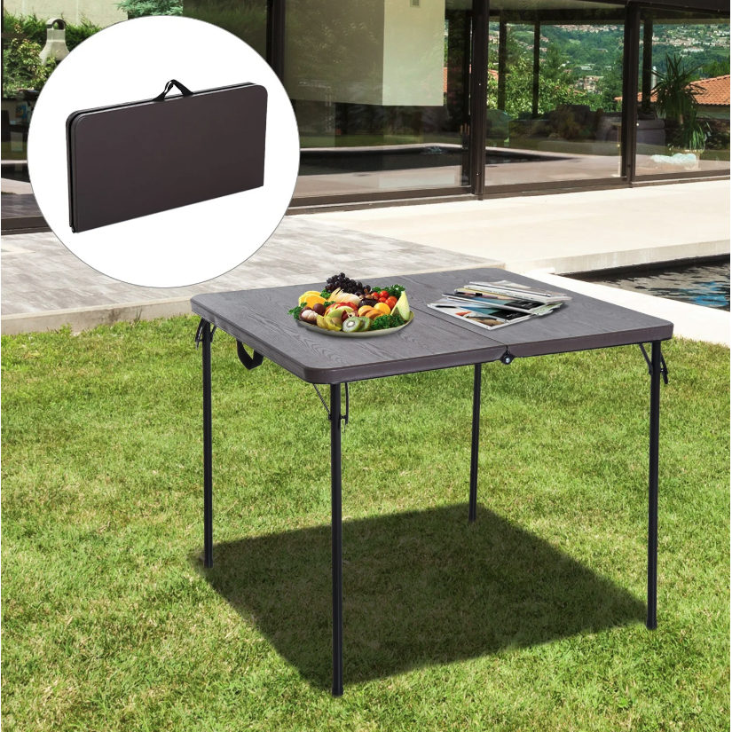 Nancy's Dublin Klaptafel - Campingtafel - Eettafel - Picknicktafel - Opklapbaar - Metaal - Koffiebruin - 86 x 86 cm