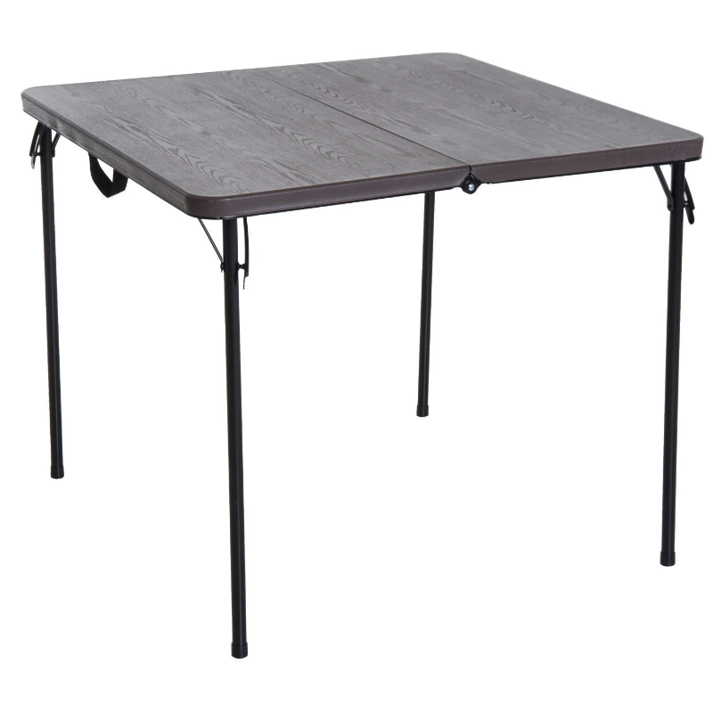 Nancy's Dublin Klaptafel - Campingtafel - Eettafel - Picknicktafel - Opklapbaar - Metaal - Koffiebruin - 86 x 86 cm