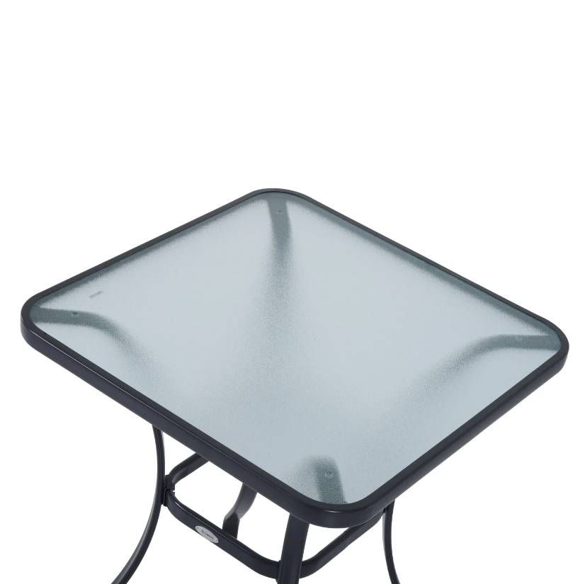 Nancy's Montebello Tuintafel - Glazen Tafel - Bistrotafel - Balkontafel - Zwart - Metaal - Gehard Glas - 68.5 x 68.5 cm