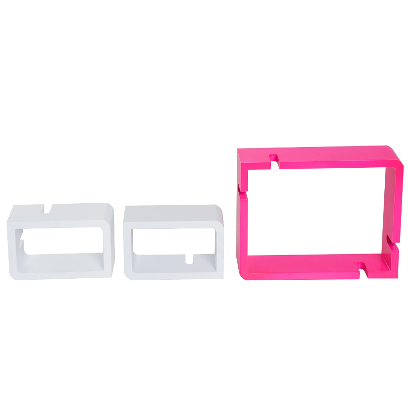 Nancy's Kearns Wandplank - Hangplank - Opbergruimte - Drie Vakken - MDF - Waterafstotend - Roze - Wit - 38 x 12 x 30 cm / 24 x 12 x 15 cm