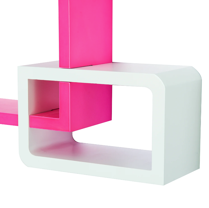 Nancy's Kearns Wandplank - Hangplank - Opbergruimte - Drie Vakken - MDF - Waterafstotend - Roze - Wit - 38 x 12 x 30 cm / 24 x 12 x 15 cm