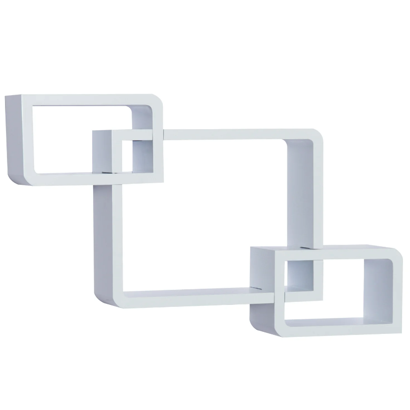 Nancy's Kearns Wandplank - Hangplank - Opbergruimte - Drie Vakken - MDF - Waterafstotend - Roze - Wit - 38 x 12 x 30 cm / 24 x 12 x 15 cm