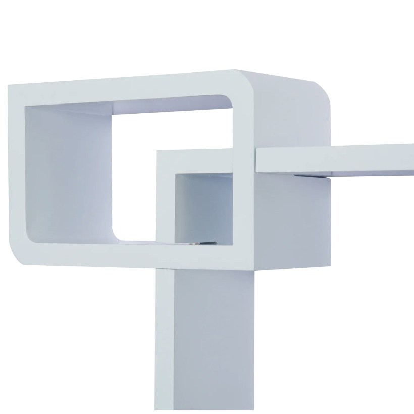 Nancy's Kearns Wandplank - Hangplank - Opbergruimte - Drie Vakken - MDF - Waterafstotend - Roze - Wit - 38 x 12 x 30 cm / 24 x 12 x 15 cm