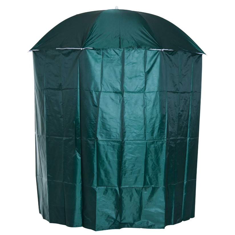 Nancy's Addison Parasol - Strandparasol - Zijwand - Groen - 2-Delig - Polyester - Waterafstotend - Afneembare Zijwand - Diameter 220 cm