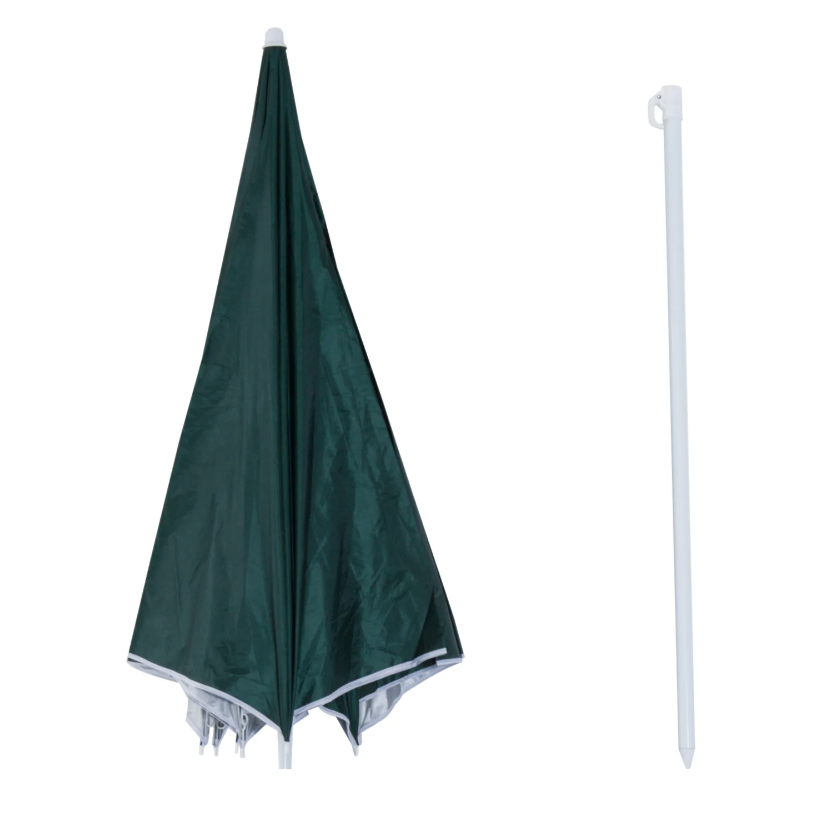 Nancy's Addison Parasol - Strandparasol - Zijwand - Groen - 2-Delig - Polyester - Waterafstotend - Afneembare Zijwand - Ø 220 cm