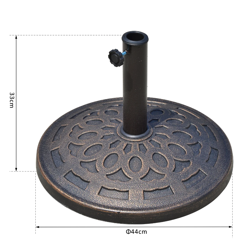 Nancy's Moorpark Parasolstandaard - Parasolvoet - Parasolbak - Rond - Antiek Design - Brons - Geschikt voor parasolstok Ø38mm en Ø48mm