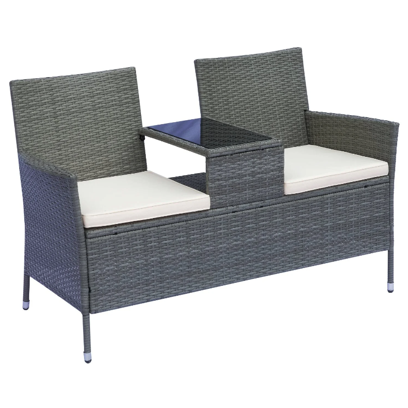 Nancy's El Mirage Tuinbank - Loungebank - 2-Zits Tuinbank - Rotan - Grijs / Beige