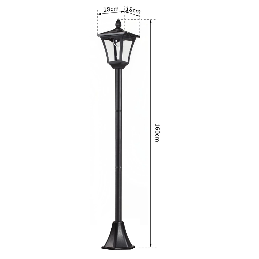 Nancy's Wildwood Tuinlantaarn - Tuinverlichting - Lantaarnpaal - Solar - 40 Lm - Zwart - Schemersensor - 160 cm