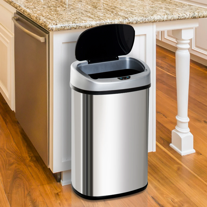 Nancy's Ridgecrest Prullenbak - Sensor Afvalbak - Afvalemmer - Zilver - 58 Liter