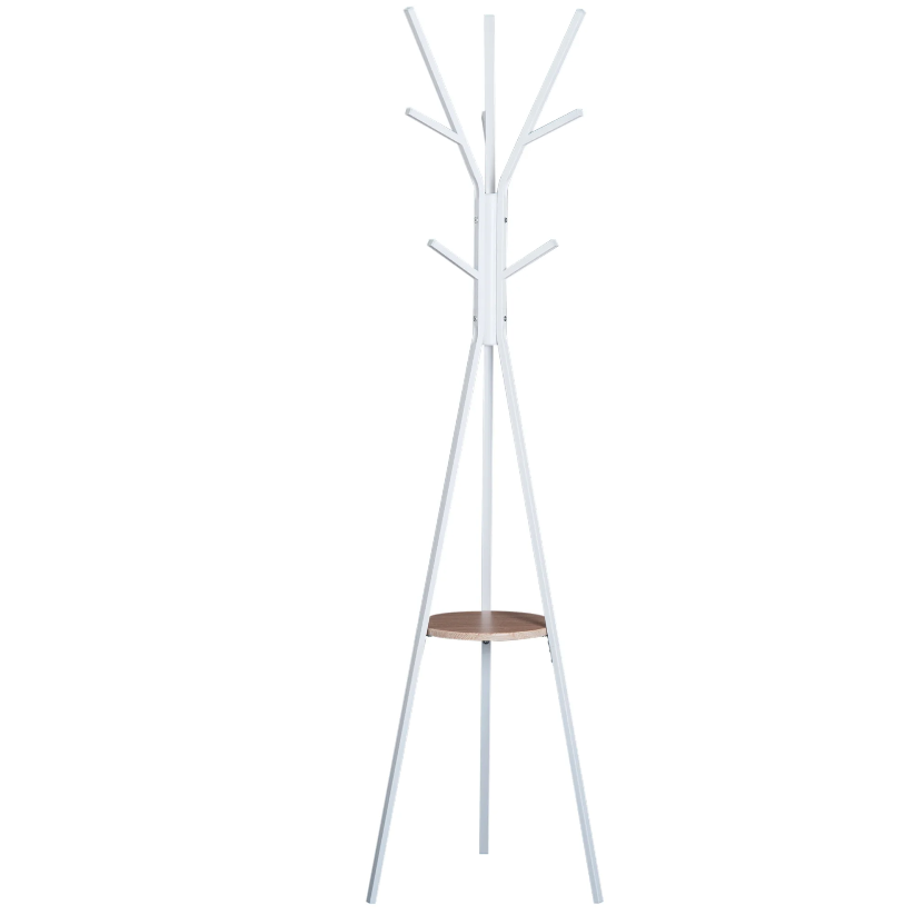 Nancy's Woodridge Coat Rack - Standing Coat Rack - Wardrobe Rack - 8 Hooks - White - Steel
