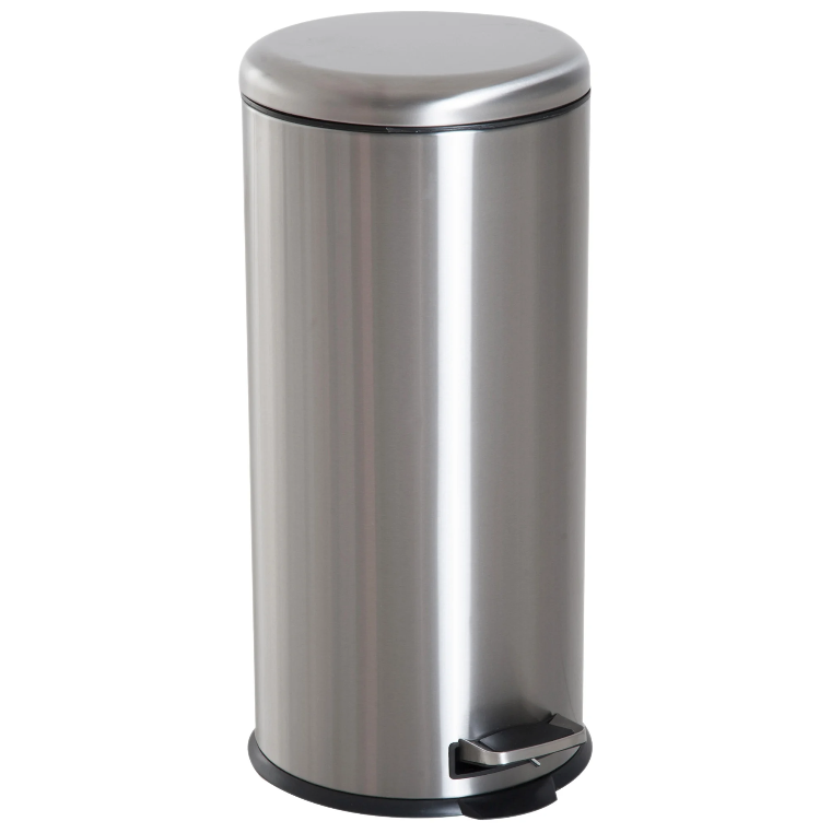 Poubelle à pédale Nancy's Fair Lawn - 30 litres - Poubelle - Poubelle - Seau intérieur - Couvercle à charnière - Acier inoxydable - Argent - 29,2 x 29,2 x 62,9 cm
