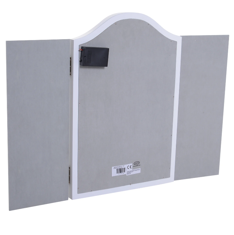 Nancy's Lawndale Make-Up Spiegel - Cosmeticaspiegel - 16 LED Lichtjes - Batterijen - Wit - MDF - 36-73 x 53.5 x 4.5 cm