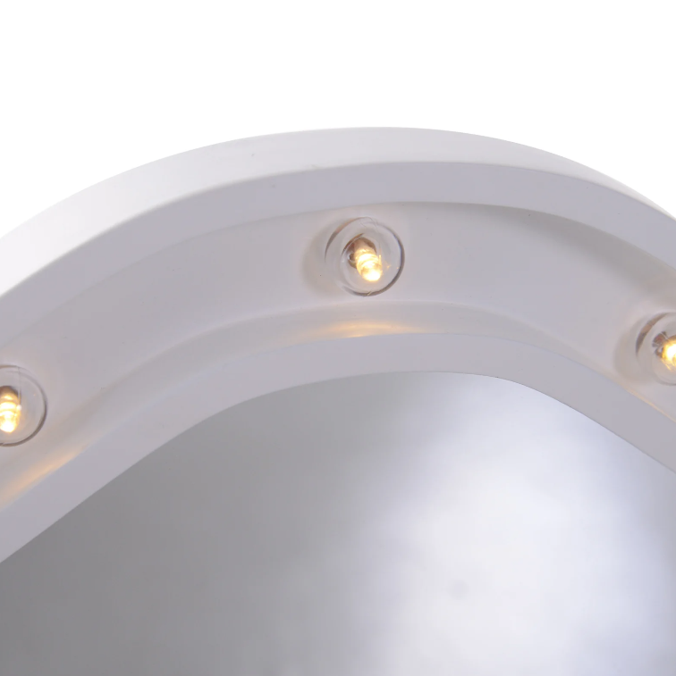 Nancy's Lawndale Make-Up Spiegel - Cosmeticaspiegel - 16 LED Lichtjes - Batterijen - Wit - MDF - 36-73 x 53.5 x 4.5 cm