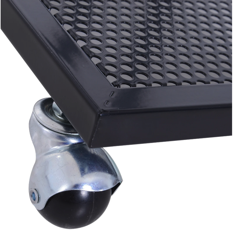 Nancy's Fallbrook Bijzettafel - Op Wieltjes - Opbergplank - Staal - MDF - Zwart / Bruin - ± 50 x 35 x 60 cm 51 x 36 x 61 cm