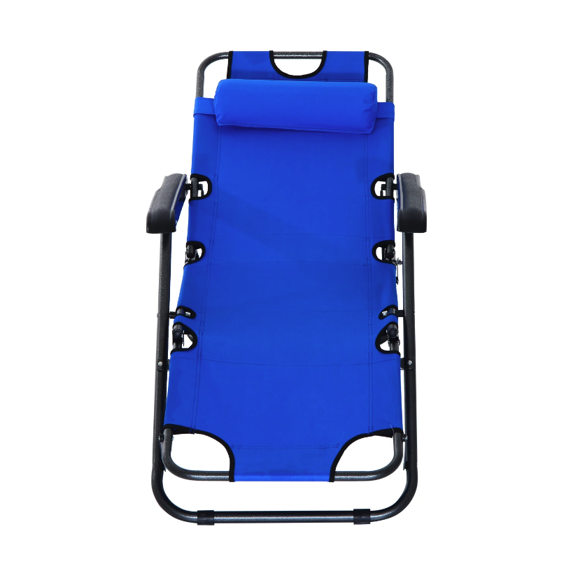 Nancy's Fountain Ligstoel - Ligbed - Loungestoel - Opvouwbaar - Kussen - Metaal - Stof - Blauw - 118 x 60 x 80 cm