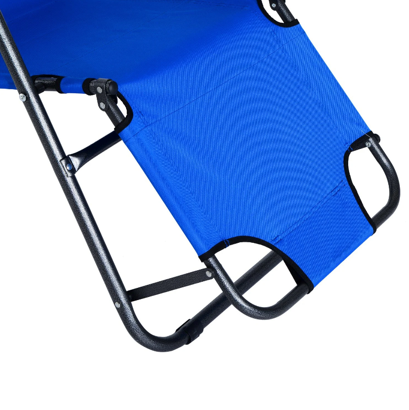 Nancy's Fountain Ligstoel - Ligbed - Loungestoel - Opvouwbaar - Kussen - Metaal - Stof - Blauw - 118 x 60 x 80 cm