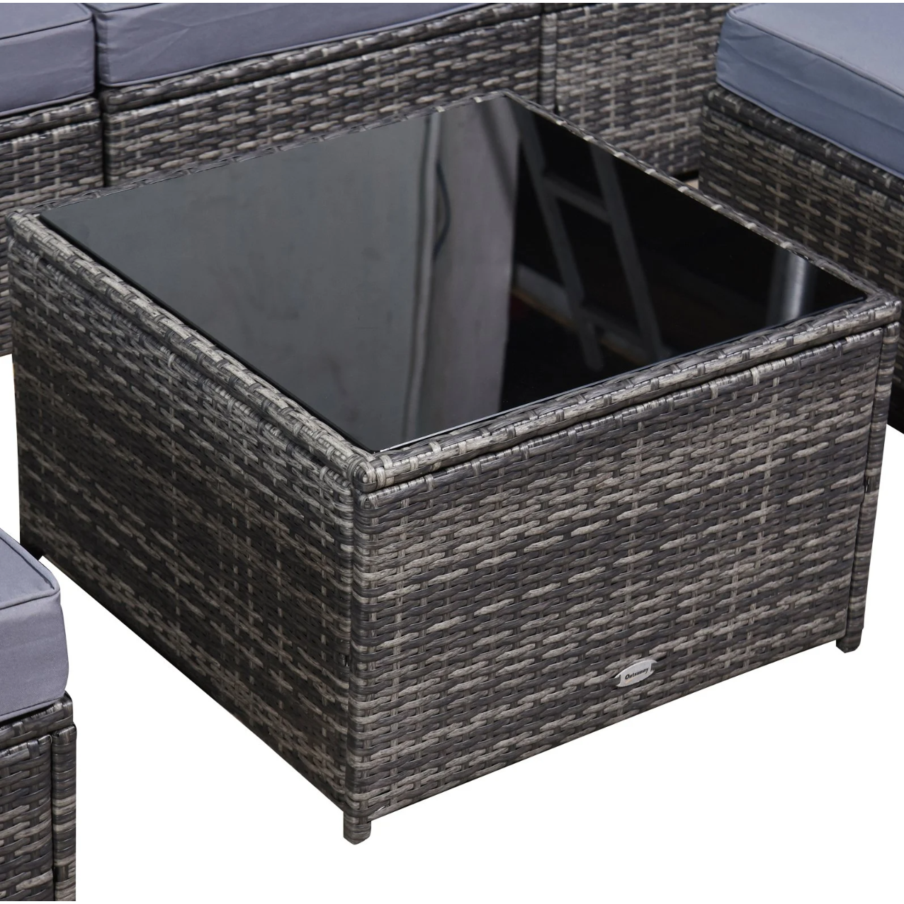 Nancy's Hutto Tuinset - Loungeset - Tuinmeubels - 7-Delig - Zitkussens - Tafel - Veiligheidsglas - Polyrotan - Grijs