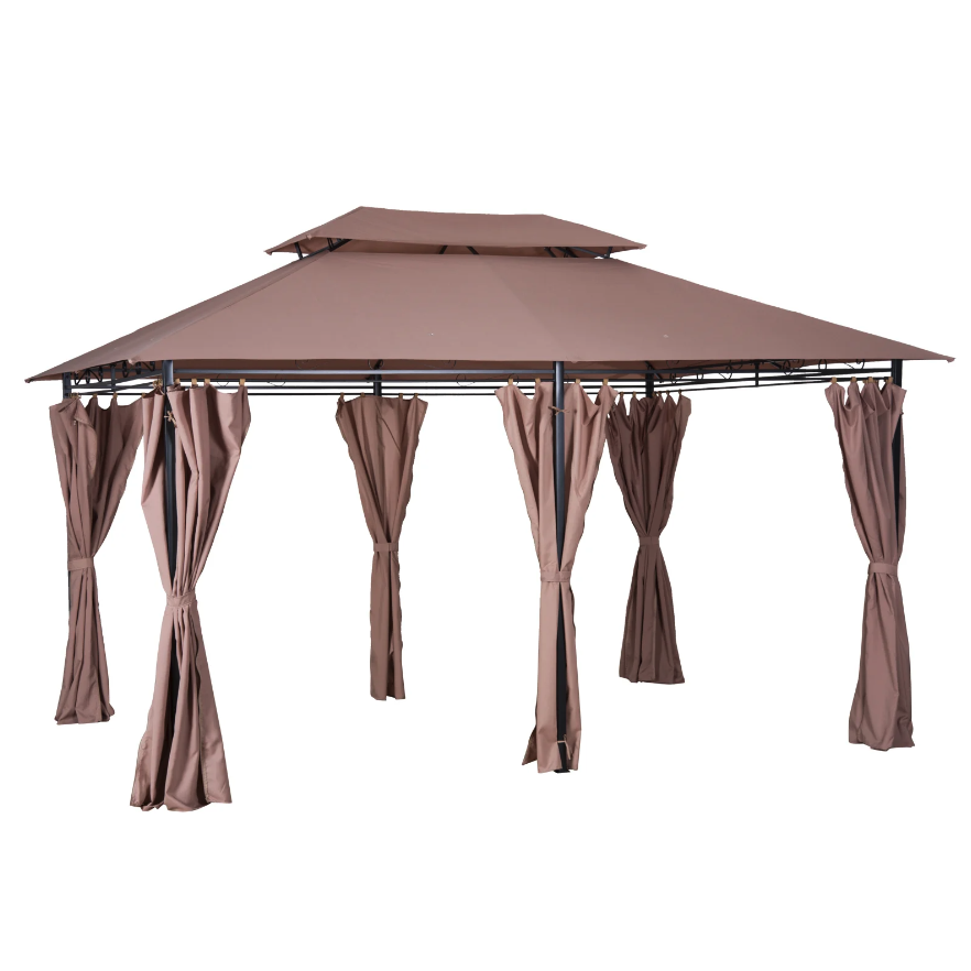 Nancy's Bellflower Tuinpaviljoen - Partytent - Tuintent - Overkapping - Zijwanden - Staal - Koffie - 400 x 300 cm