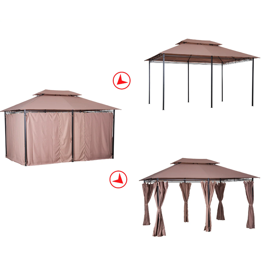 Nancy's Bellflower Tuinpaviljoen - Partytent - Tuintent - Overkapping - Zijwanden - Staal - Koffie - 400 x 300 cm