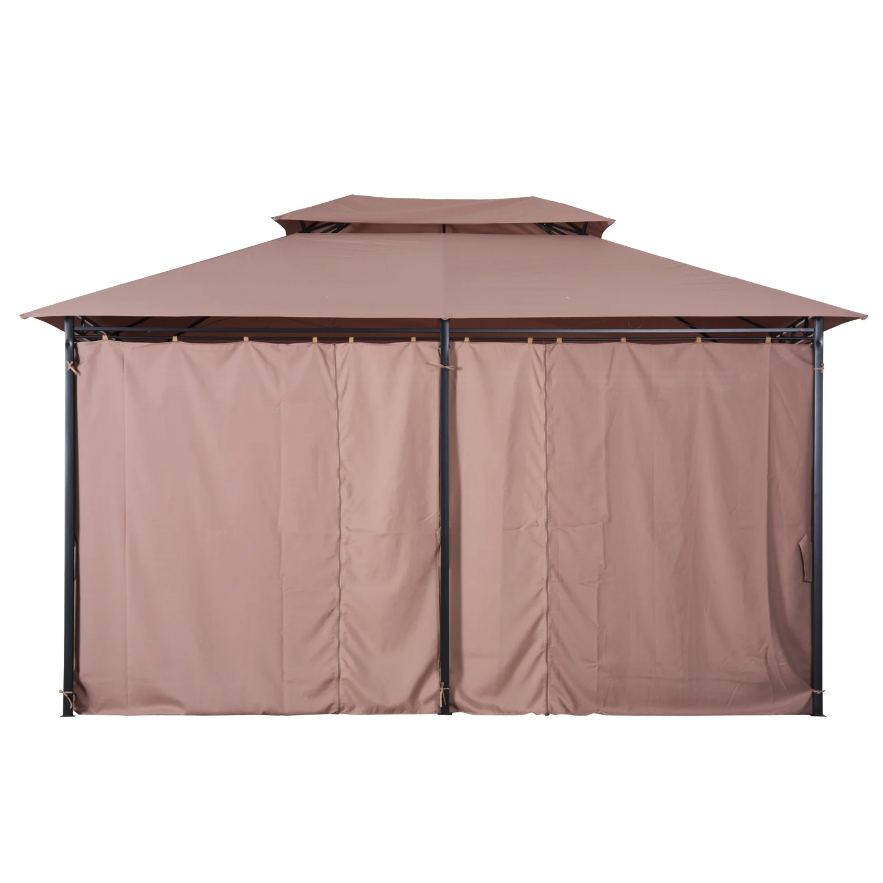 Nancy's Bellflower Tuinpaviljoen - Partytent - Tuintent - Overkapping - Zijwanden - Staal - Koffie - 400 x 300 cm