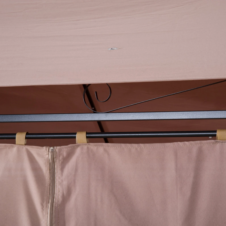 Nancy's Bellflower Tuinpaviljoen - Partytent - Tuintent - Overkapping - Zijwanden - Staal - Koffie - 400 x 300 cm